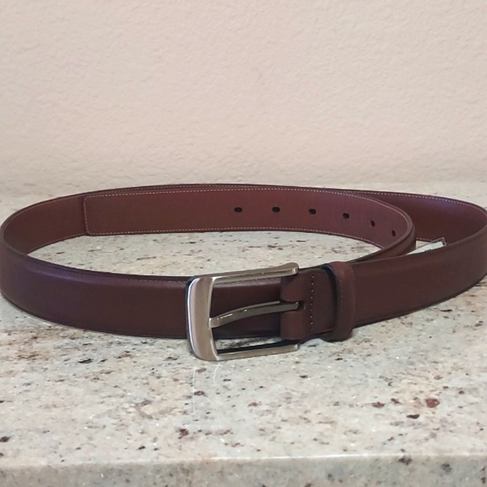 NEW with tags - Perry Ellis Portfolio-Men's Deep Brown Leather Belt Size - 36.